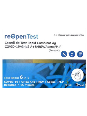 TEST RAPID SARS-COV 2 AG&INFLUENZA A&B/RSV/ADENO/MP 6 IN 1 COMBO* 1 BUC REOPEN